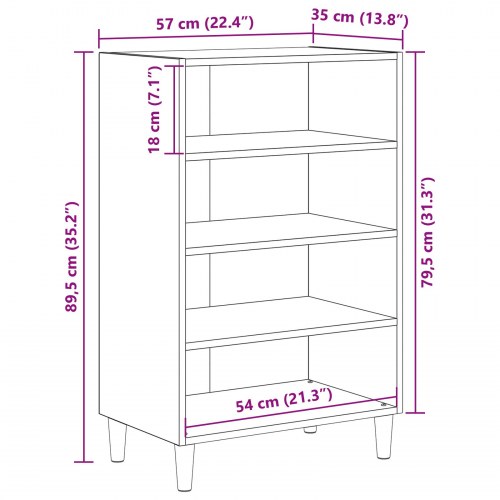Opbevaringsskab i sort eg 57 x 35 x 89,5 cm