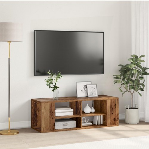 Væghængt TV-bord 102 x 35 x 35 cm - gammelt træ