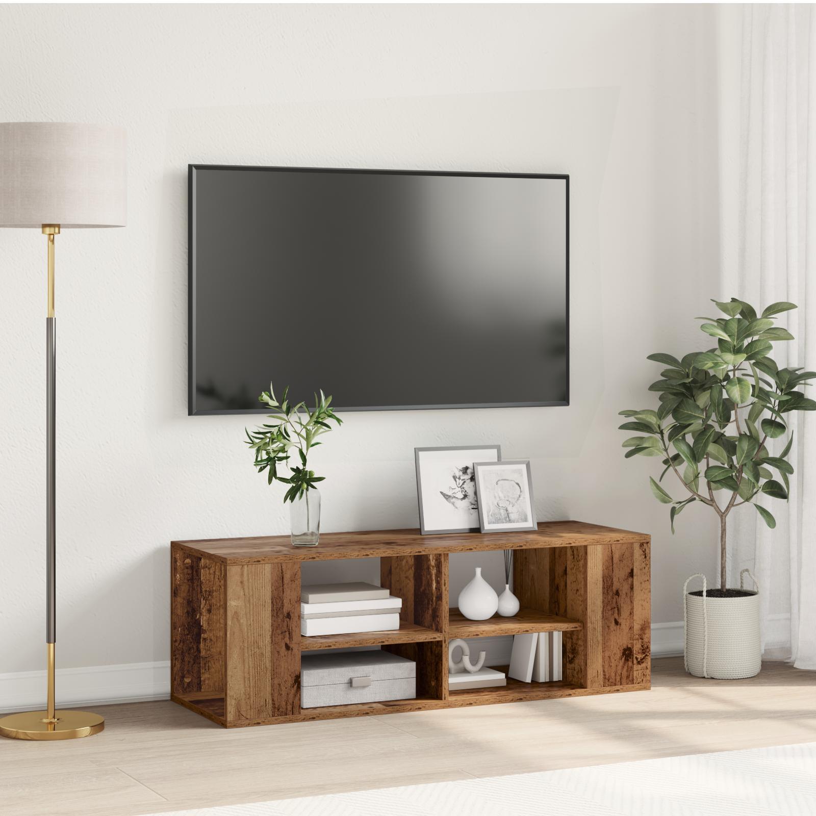 TV-skab med hylde Gammelt træ 102 x 35 x 35 cm Konstrueret træ