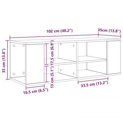 Væghængt TV-bord 102 x 35 x 35 cm - gammelt træ