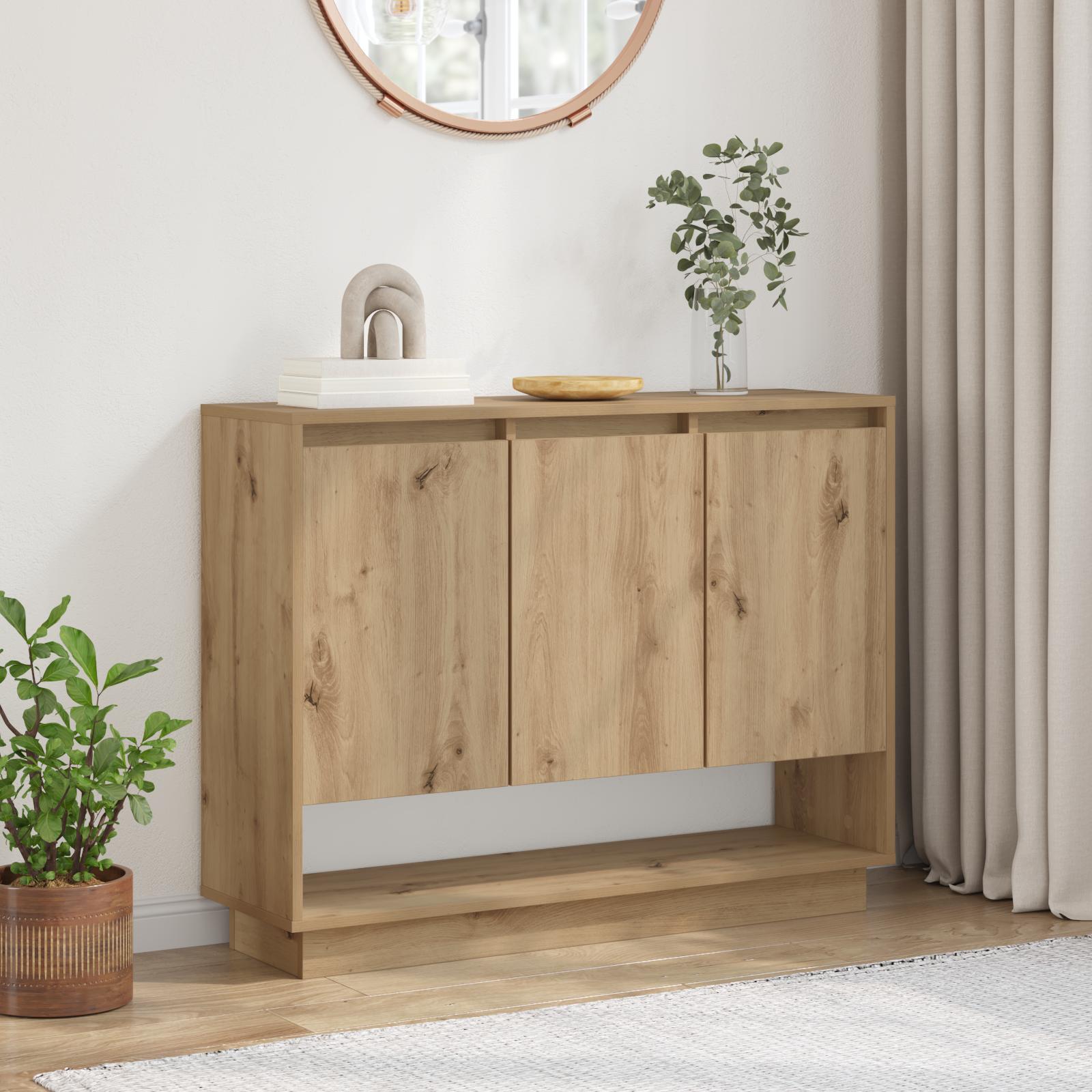 Sideboard med hylde med dør artisan eg 97 x 29 x 75 cm Konstrueret træ