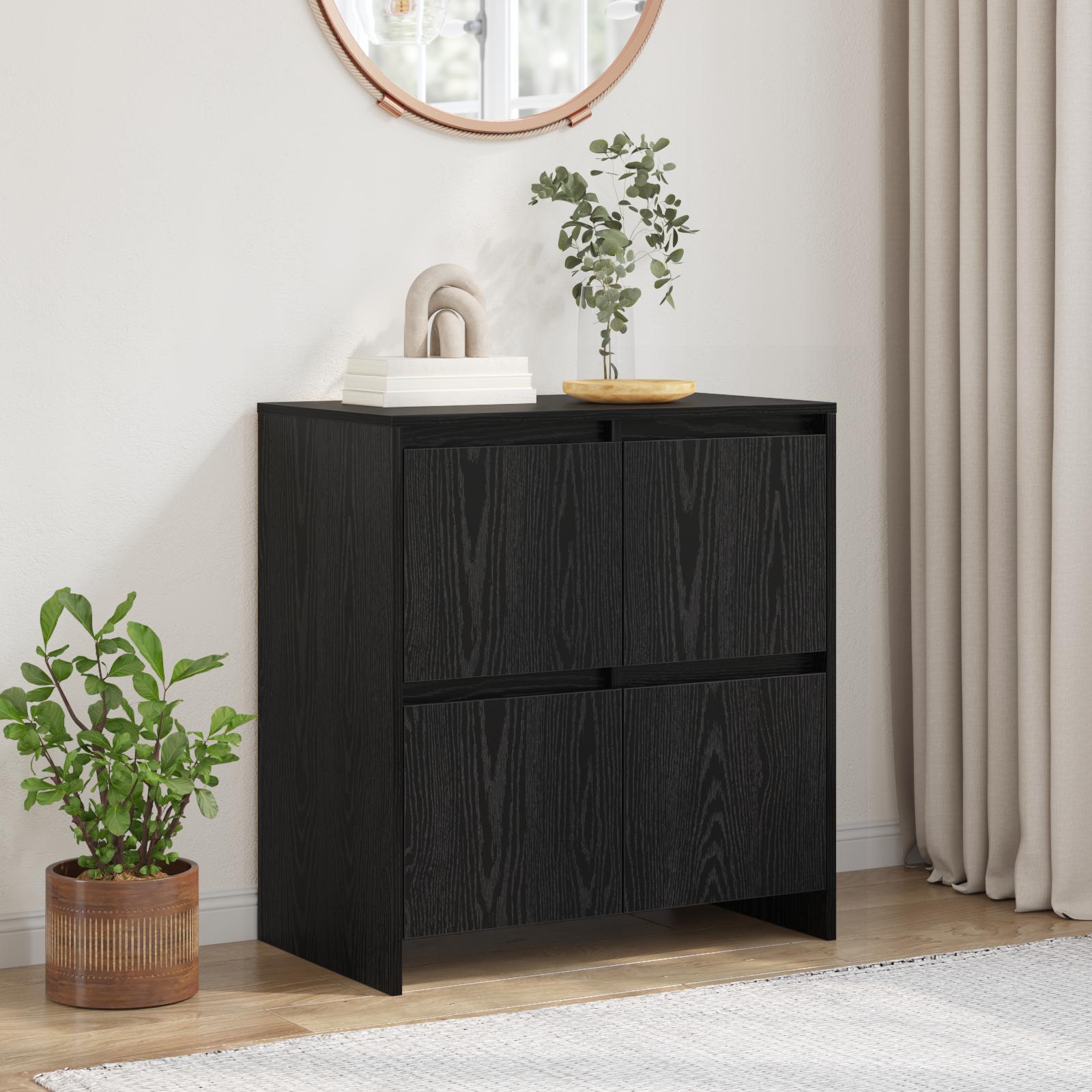 Sideboard med dør Sort eg 70 x 41 x 75 cm Konstrueret træ