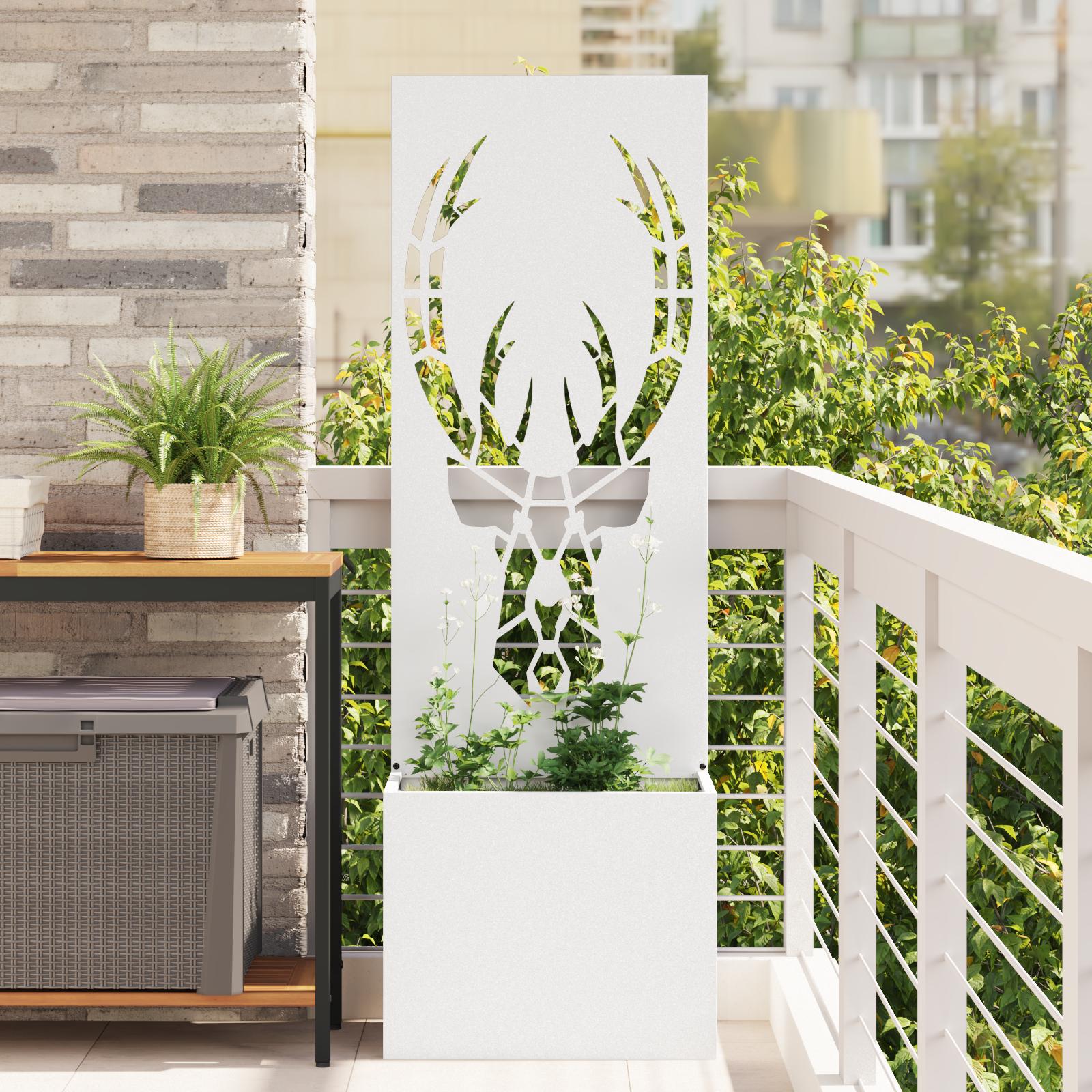 Havest vase med dekorativ panel Hvid 50 x 140 cm