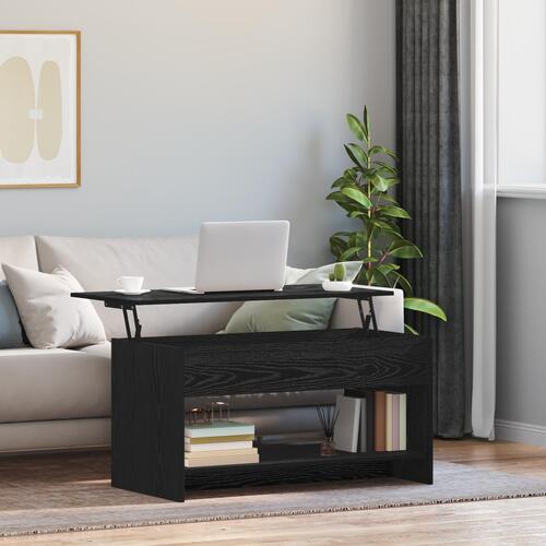 Sofabord med hylde Sort eg 102 x 50 x 52.5 cm Konstrueret træ