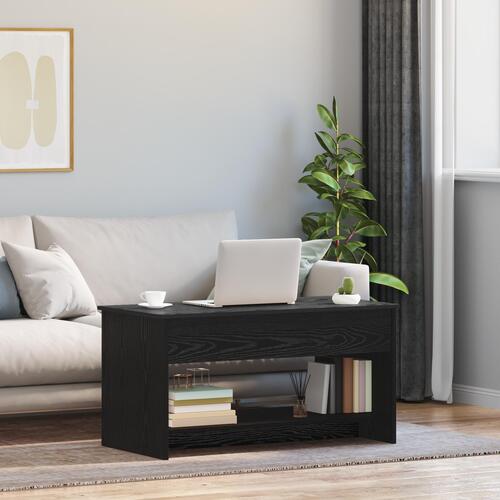 Sofabord med hylde Sort eg 102 x 50 x 52.5 cm Konstrueret træ