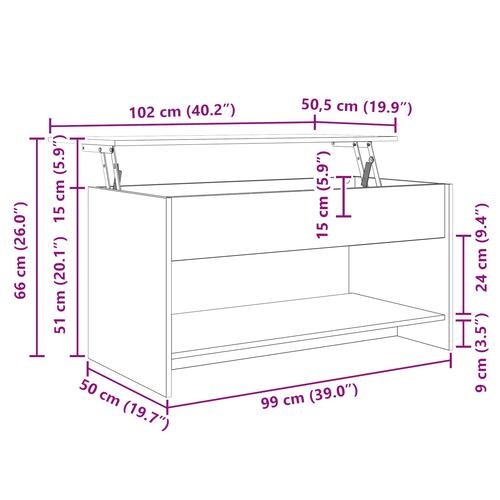 Sofabord med hylde Sort eg 102 x 50 x 52.5 cm Konstrueret træ