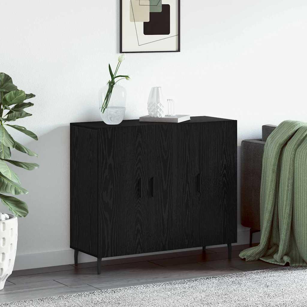 Sideboard med opbevaring med dør Sort 90 x 34 x 80 cm Konstrueret træ
