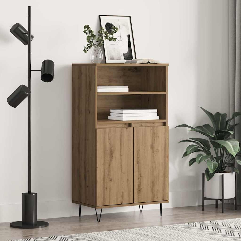 Highboard med hylde med opbevaring med dør Brun 60 x 36 x 110 cm Konstrueret træ