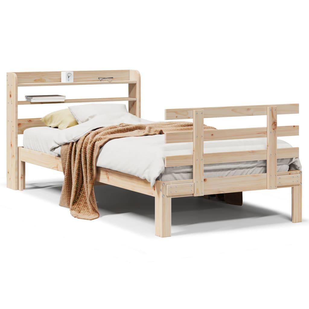 Sengeramme med sengegavl 75x190 cm massivt fyrretræ billede