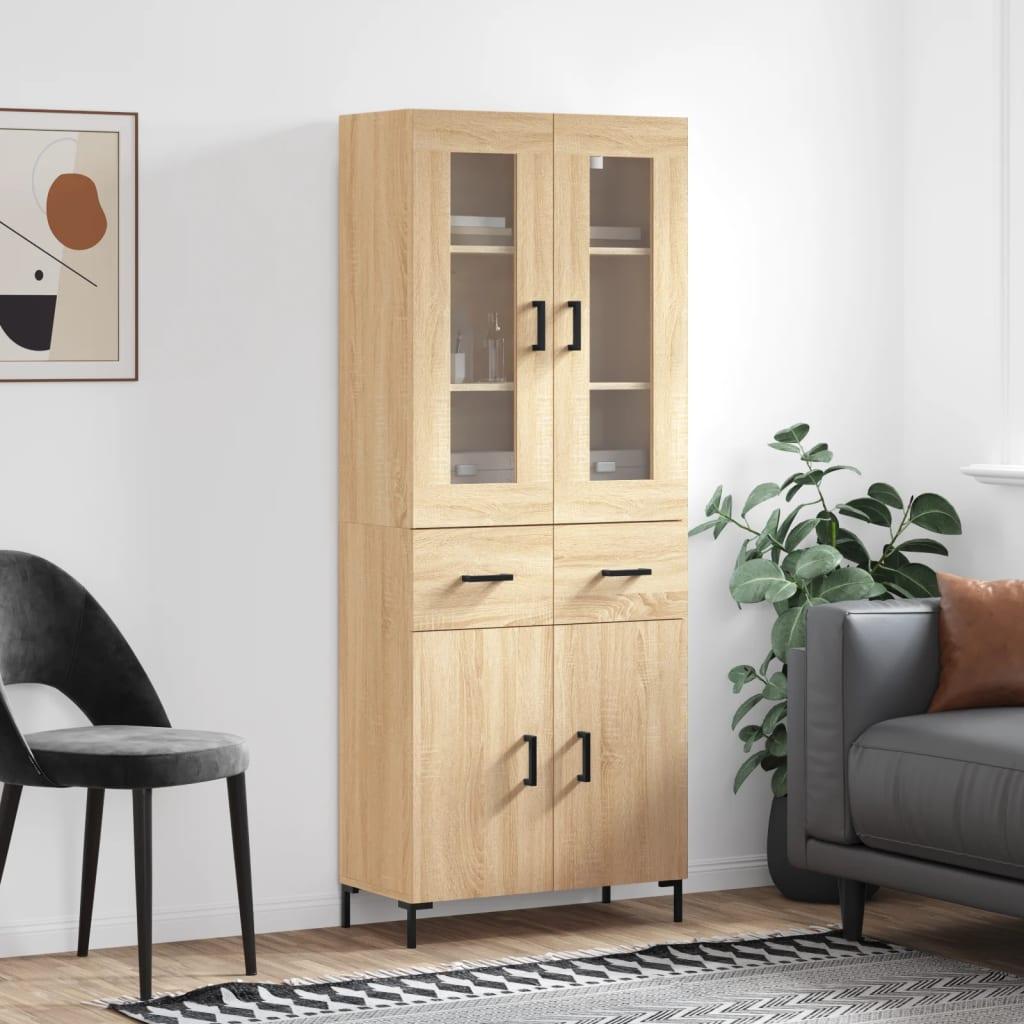 Højskab 69,5x34x180 cm konstrueret træ sonoma-eg billede