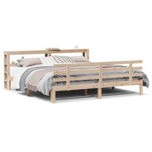Sengeramme med sengegavl 200x200 cm massivt fyrretræ