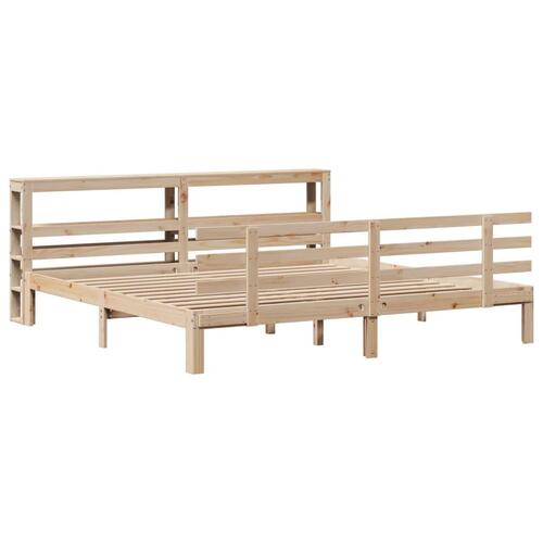 Sengeramme med sengegavl 200x200 cm massivt fyrretræ