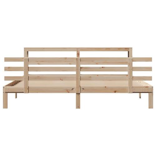 Sengeramme med sengegavl 200x200 cm massivt fyrretræ
