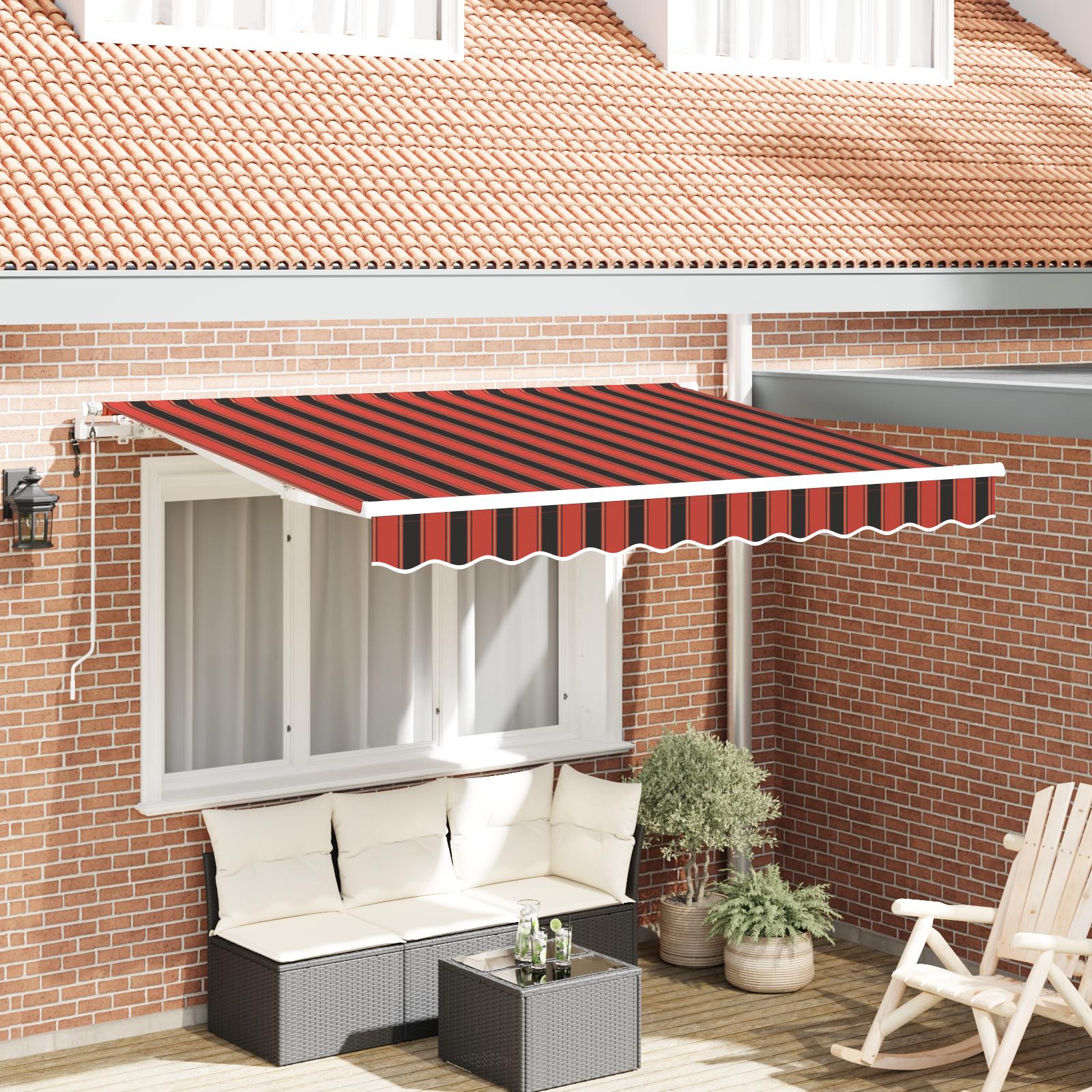 Udtrækkelig markise - orange striber 250 × 200 cm med stof og aluminiumsramme billede