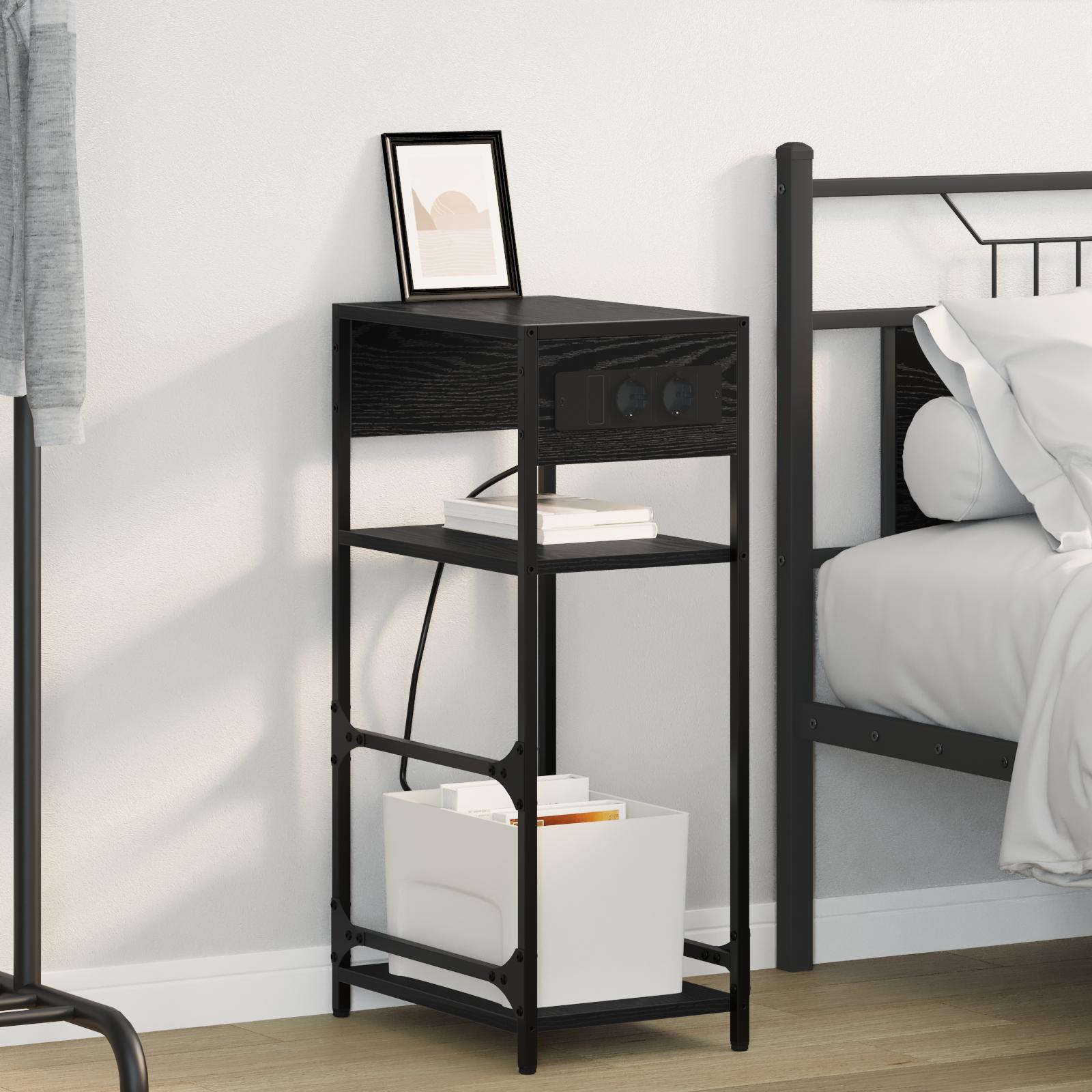 Natskab med skuffe Sort eg 40 x 27 x 76 cm Konstrueret træ