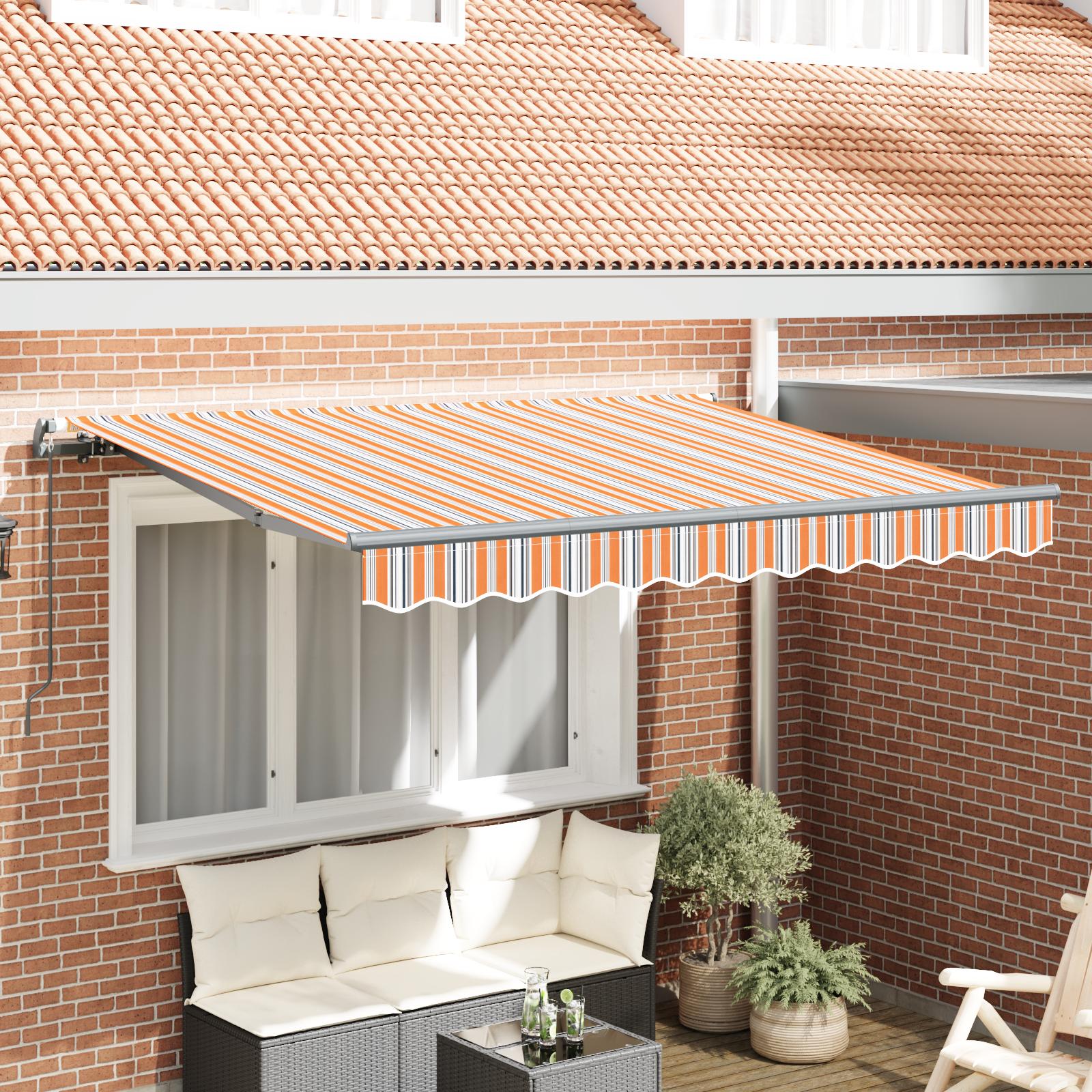 Utrækkelig Markise Gul og orange og hvid 250 x 200 cm 2.5 x 2 m