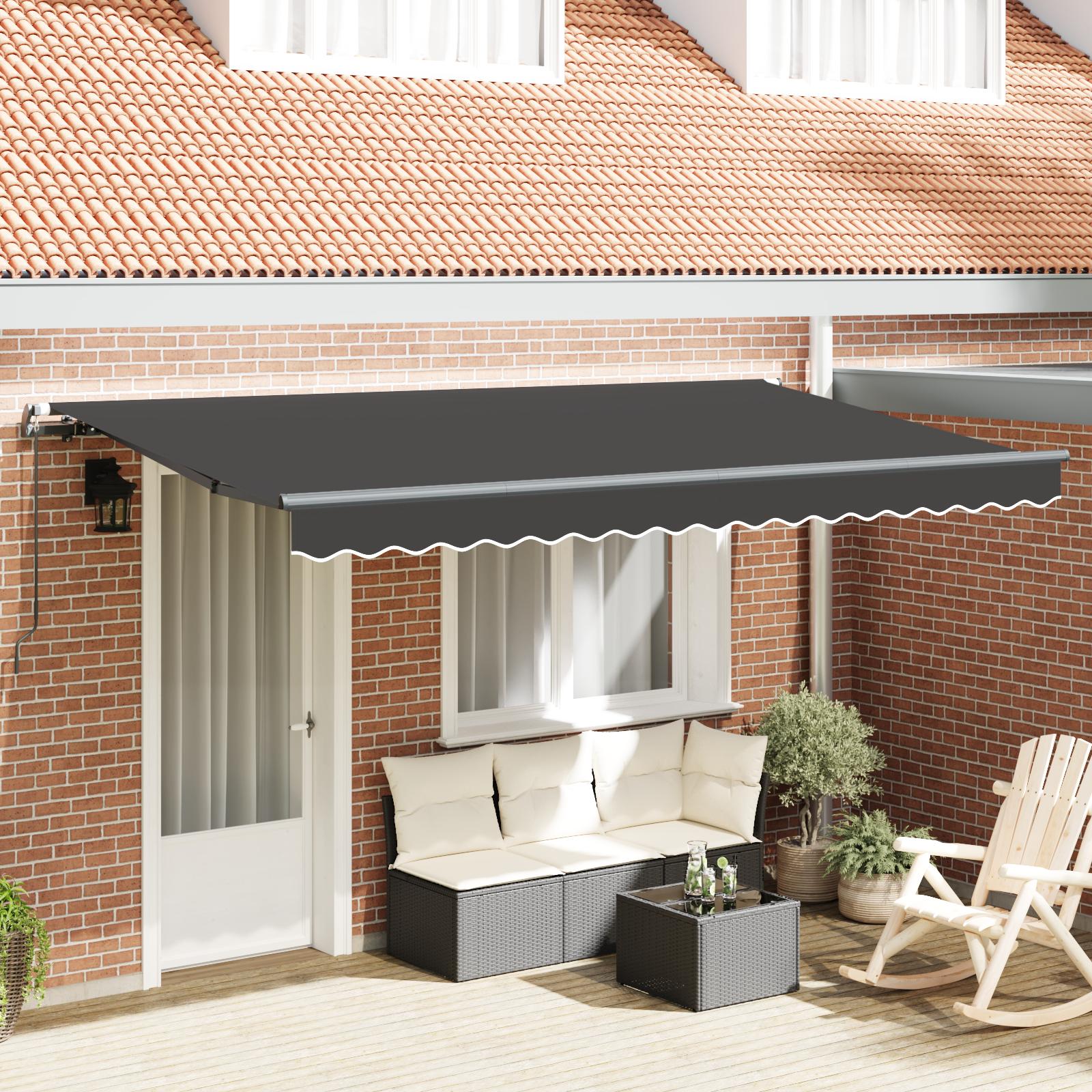 Utrækkelig Markise Antracit 400 x 200 cm Polyester og Aluminium billede