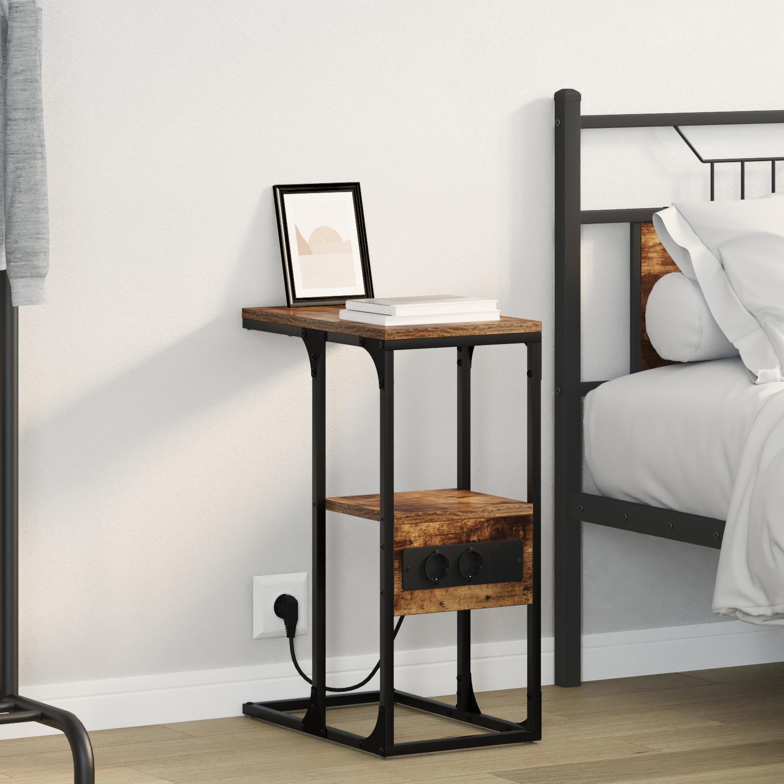 Natskab med skuffe Røget eg 41.5 x 26 x 60.5 cm Konstrueret træ billede