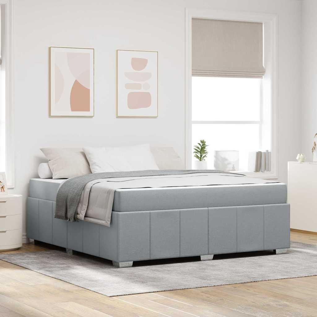 Sengestel Med Madras Lysegrå 180 X 200 Cm Stof