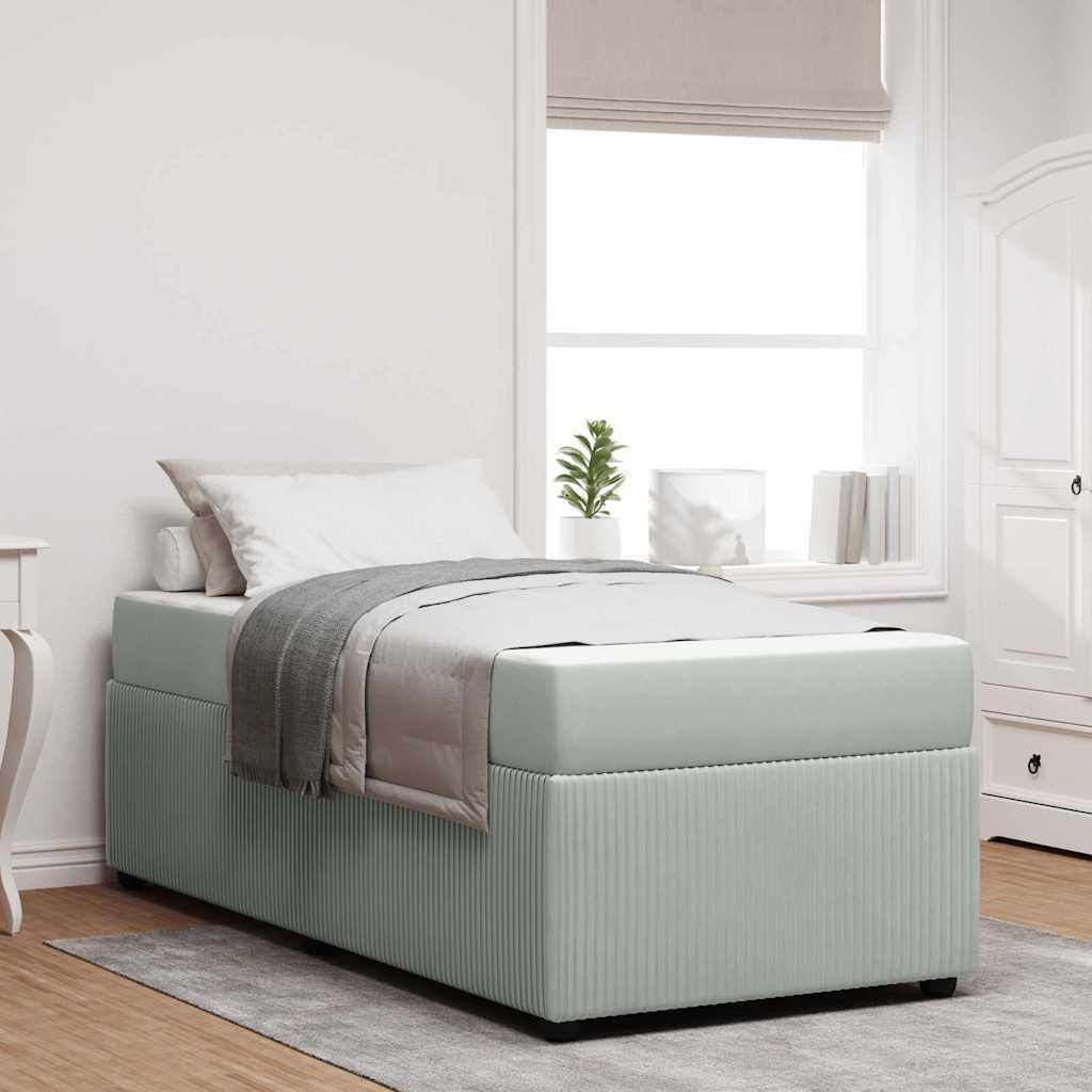 Sengeramme Med Madras Med Madras Lysegrå 90 X 190 Cm Fløjl