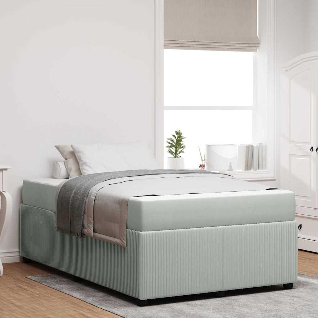 Sengeramme Med Madras Med Madras Lysegrå 120 X 190 Cm Fløjl