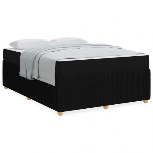 Sengestel med madras - sort stof 160 × 200 cm