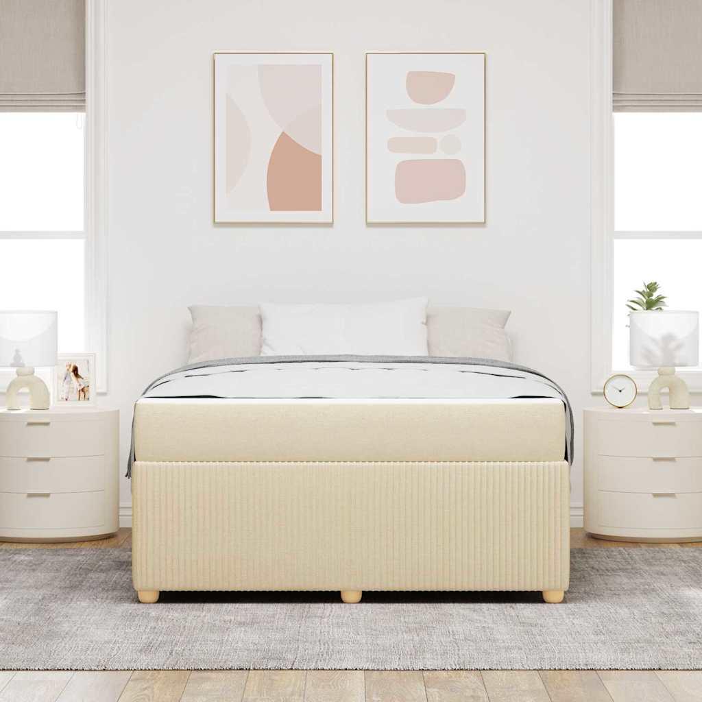 Sengestel med madras Creme 160 x 200 cm Stof billede