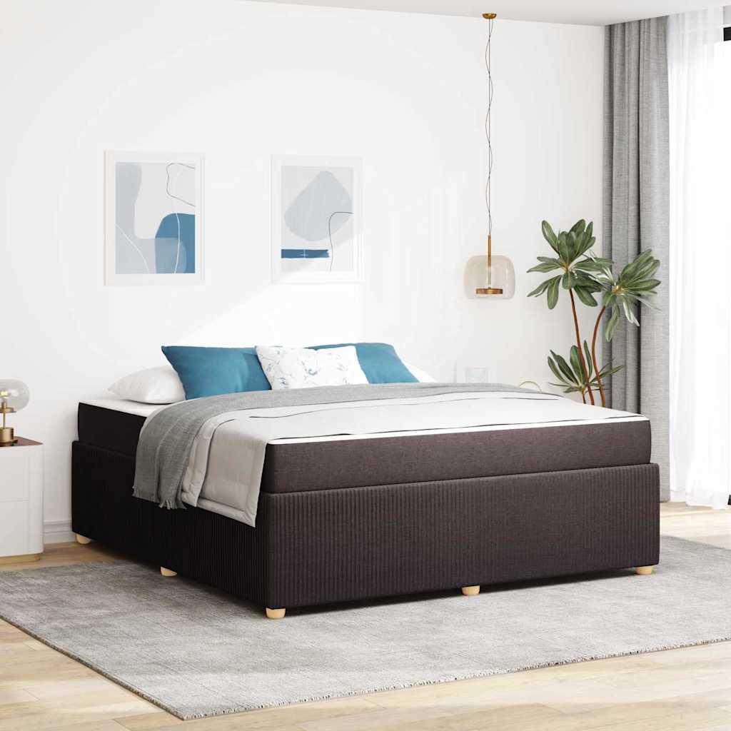 Sengeramme med madras med madras Mørkebrun 180 x 200 cm Stof billede