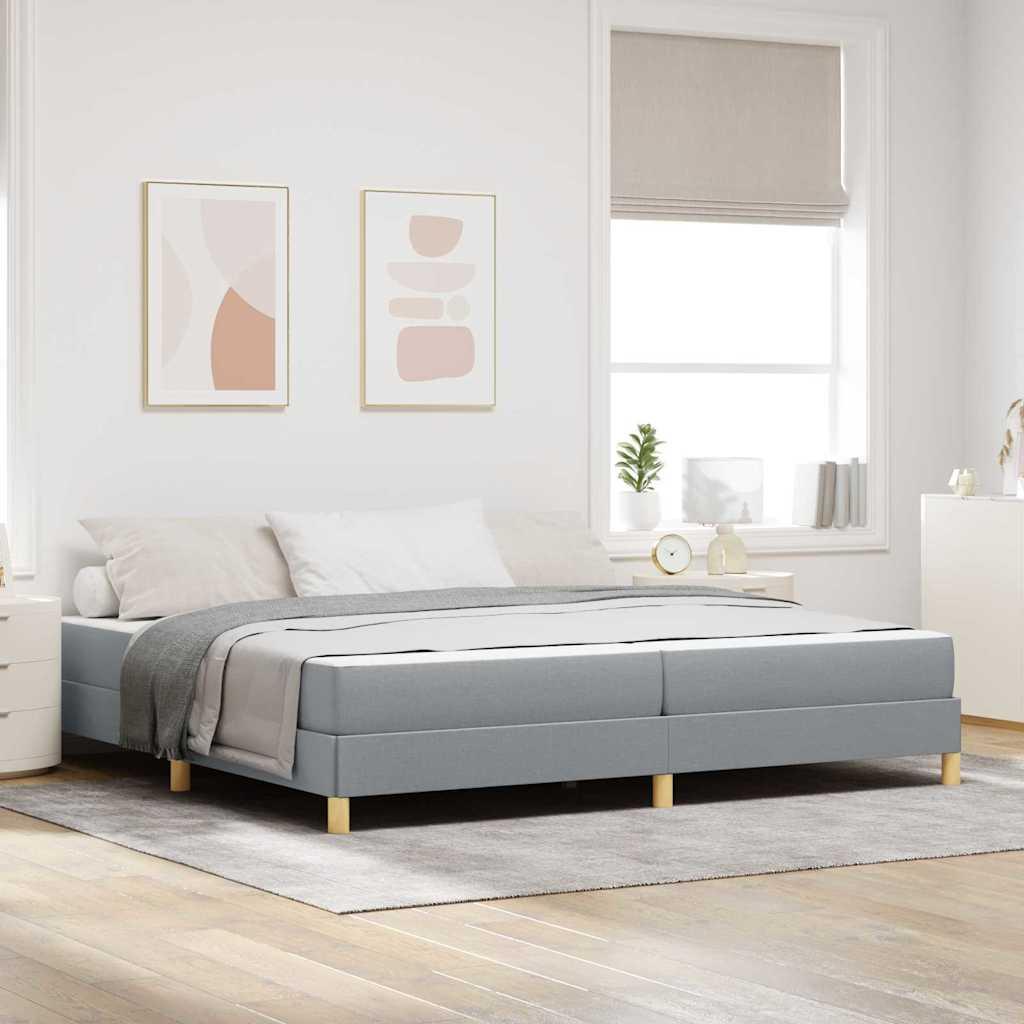 Box spring seng Taupe, Brun 200 x 200 cm Stof, Ingeniørtræ