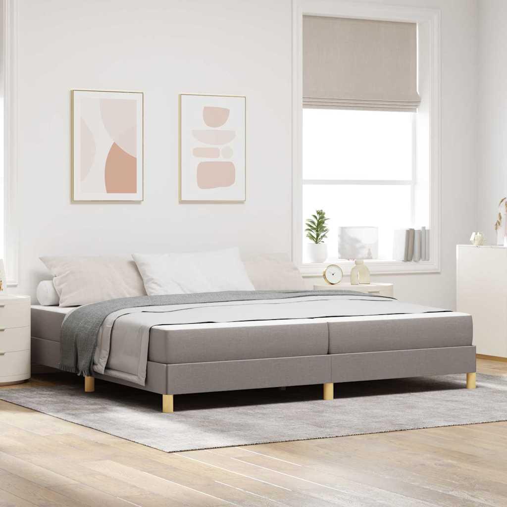 Box spring seng Taupe, Brun 200 x 200 cm Stof, Ingeniørtræ