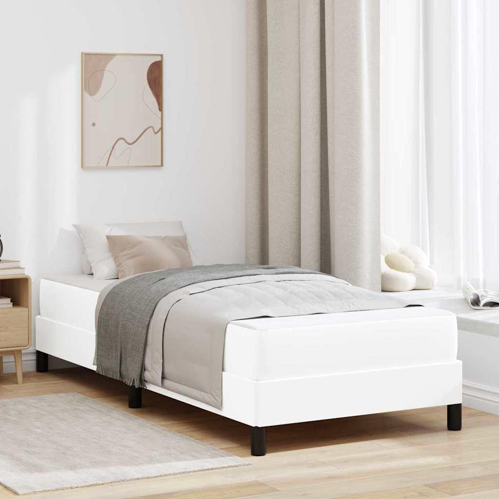 Sengestel med madras Ren Hvid 90 x 190 cm Stof billede