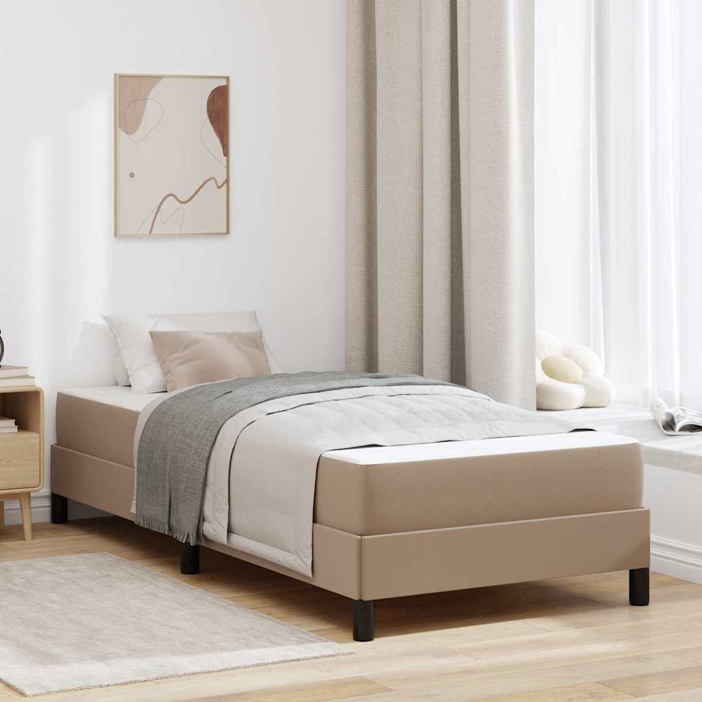 Sengestel med madras Cappuccino 90 x 190 cm Stof billede