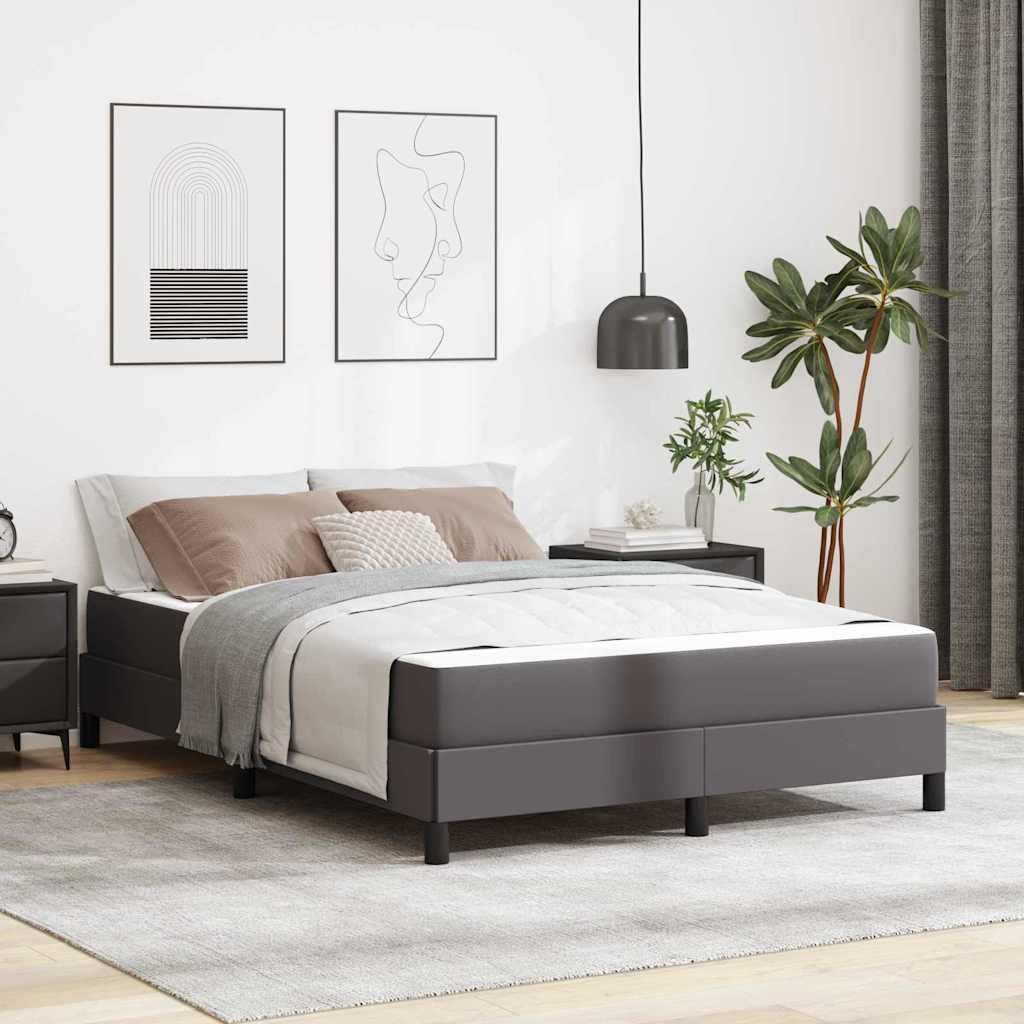 Sengestel med madras Grå 140 x 190 cm Stof billede