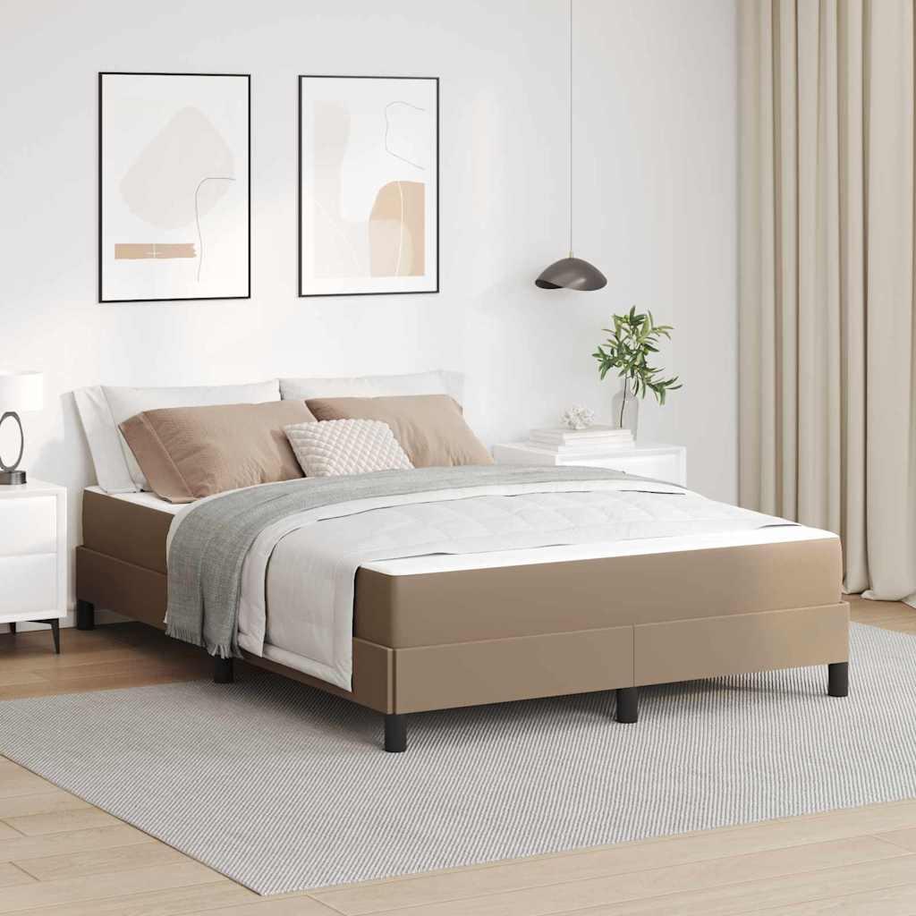 Sengestel med madras Cappuccino 140 x 200 cm Stof billede