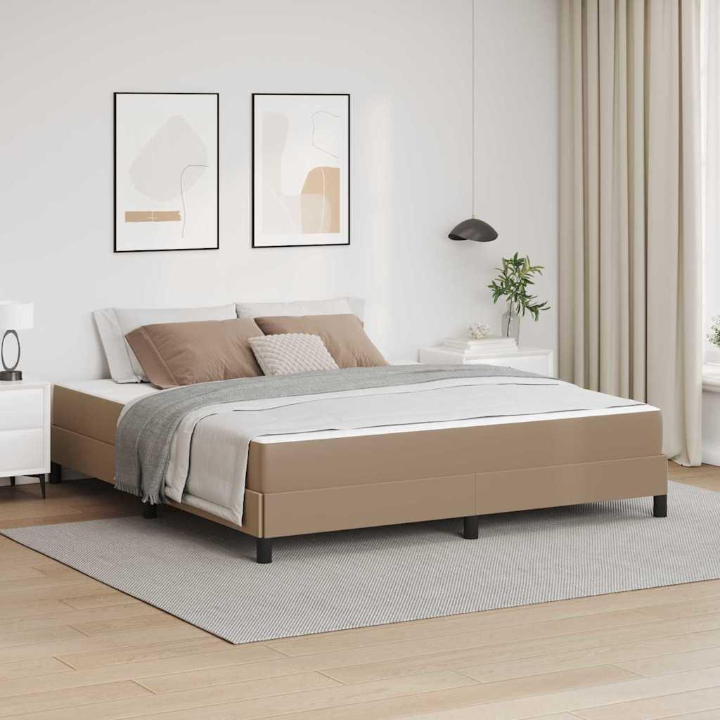 Sengestel med madras Cappuccino 180 x 200 cm Stof billede