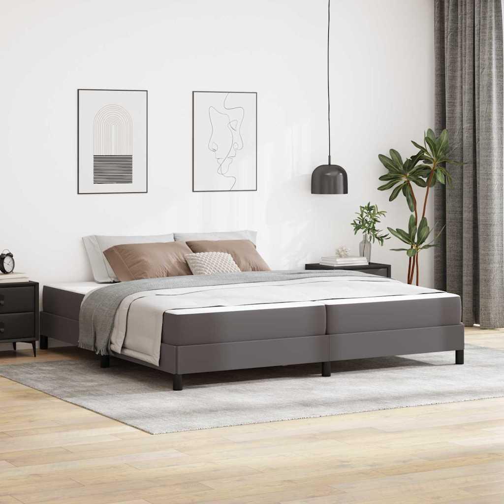 Sengestel med madras Grå 200 x 200 cm Stof billede