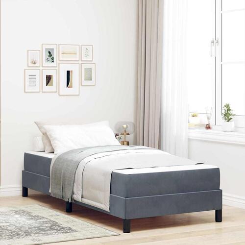 Boxmadras med topmadras Mørkegrå 90 x 200 cm Fløjl