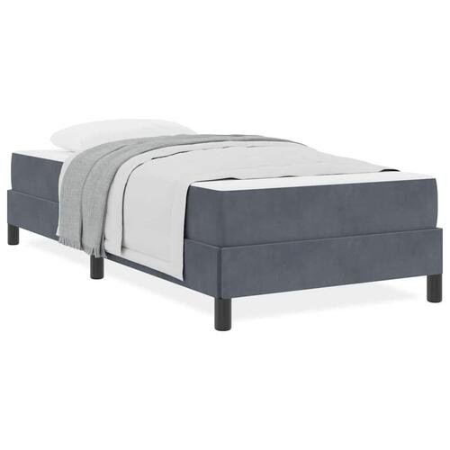 Boxmadras med topmadras Mørkegrå 90 x 200 cm Fløjl