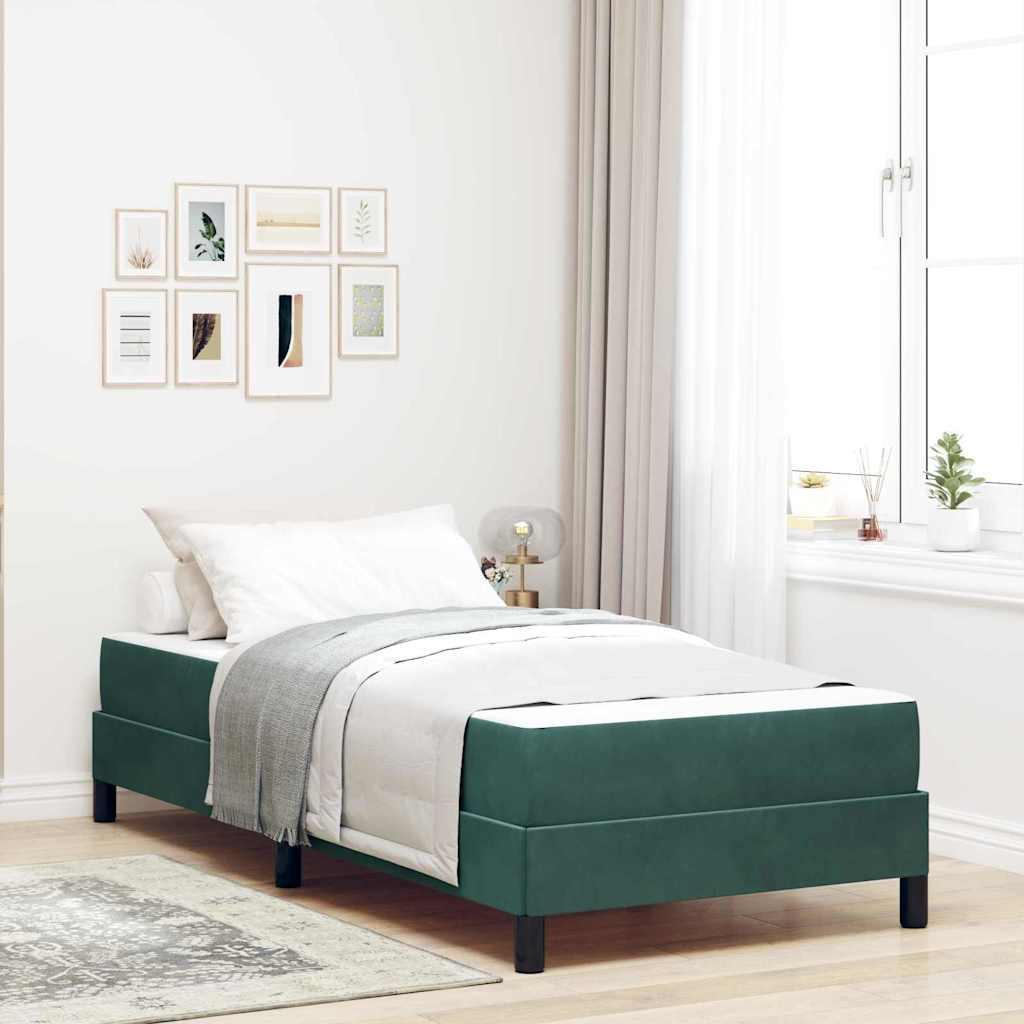 Boxmadras med topmadras Mørkegrøn 90 x 200 cm Fløjl