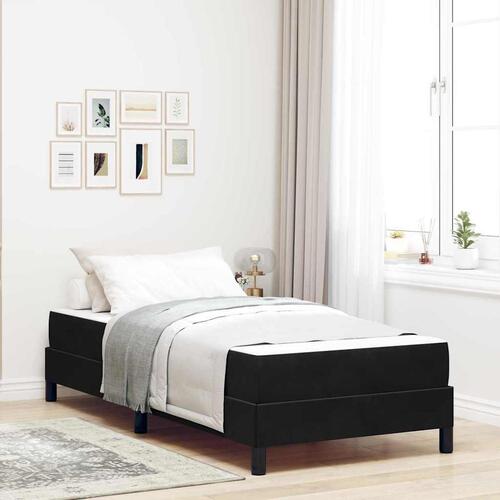 Boxmadras med topmadras Sort 100 x 200 cm Fløjl