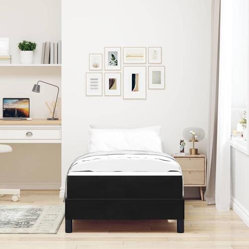 Boxmadras med topmadras Sort 100 x 200 cm Fløjl