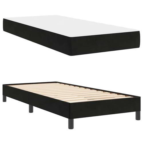 Boxmadras med topmadras Sort 100 x 200 cm Fløjl