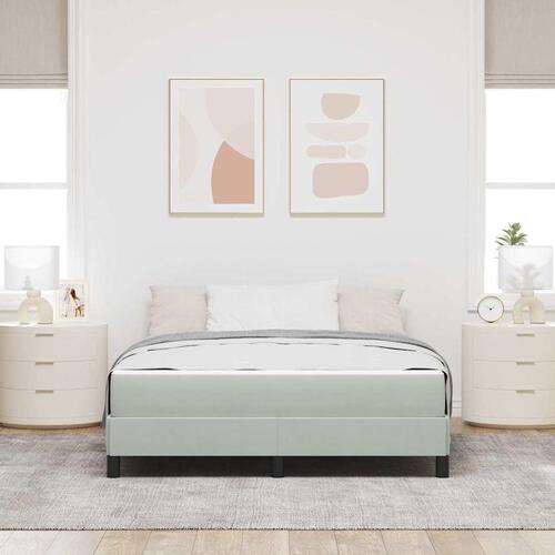 Boxmadras med topmadras Lysegrå 140 x 200 cm Fløjl