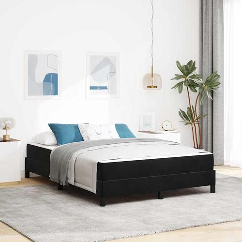 Boxmadras med topmadras Sort 140 x 200 cm Fløjl