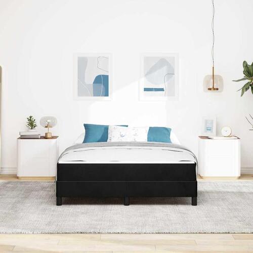Boxmadras med topmadras Sort 140 x 200 cm Fløjl
