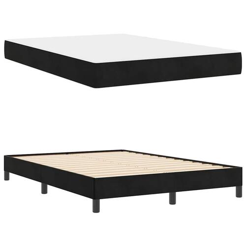 Boxmadras med topmadras Sort 140 x 200 cm Fløjl