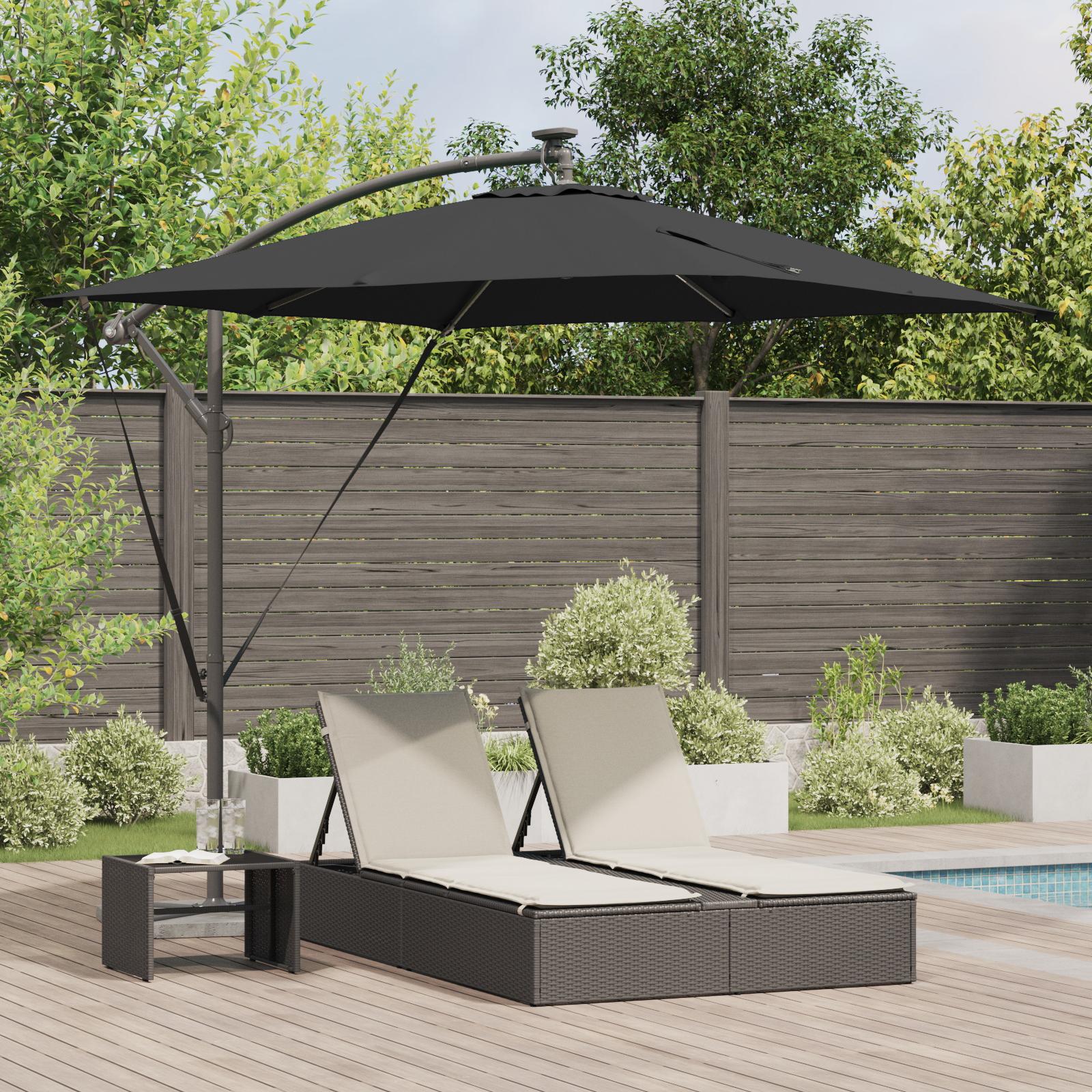 Kantilever bananparasol med lås Sort 249 x 249 x 250 cm