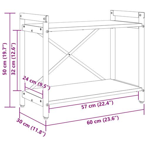 Bogreol Gammelt træ 60 x 30 x 48,5 cm Konstrueret træ