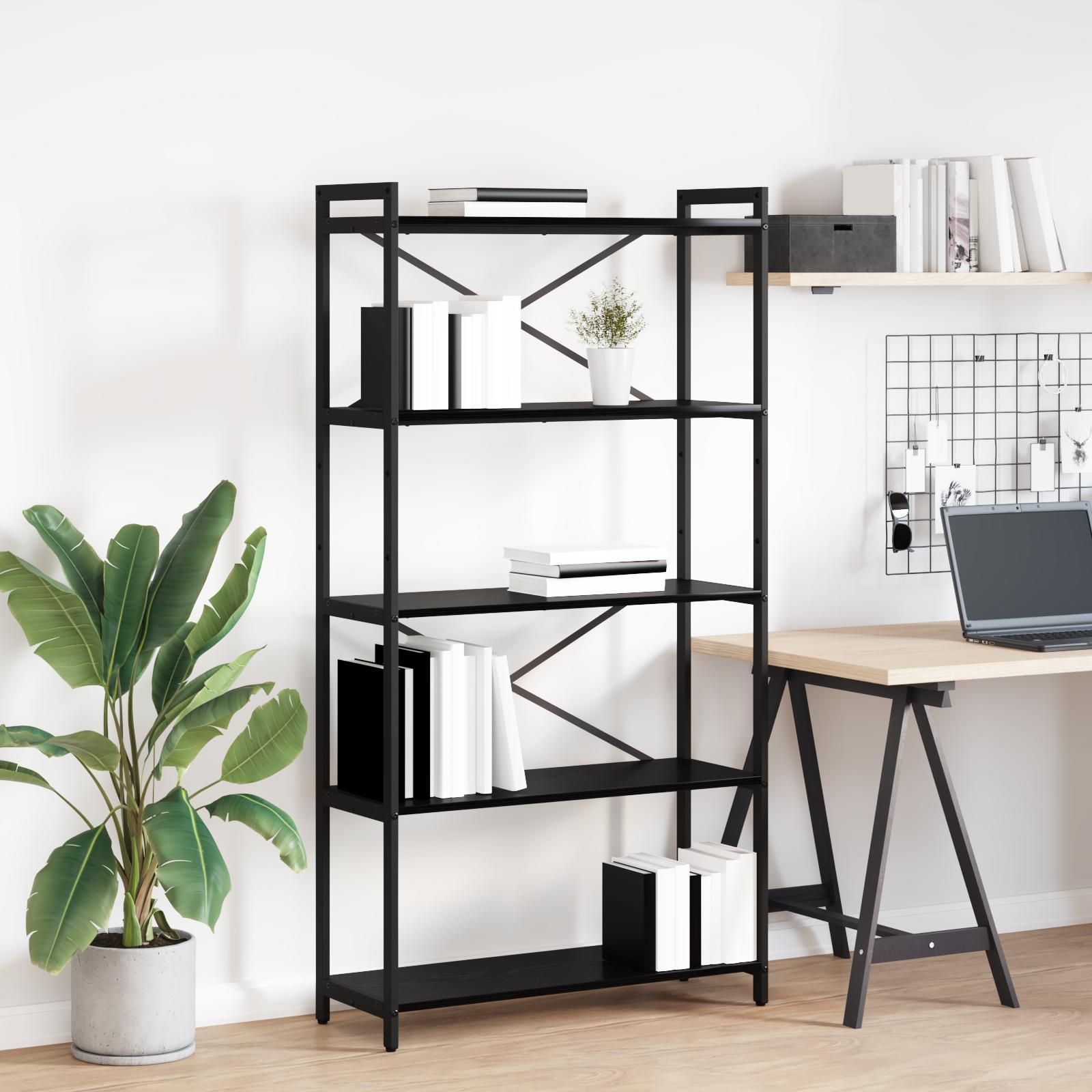 Bogreol Sort eg 80 x 30 x 153 cm Konstrueret træ