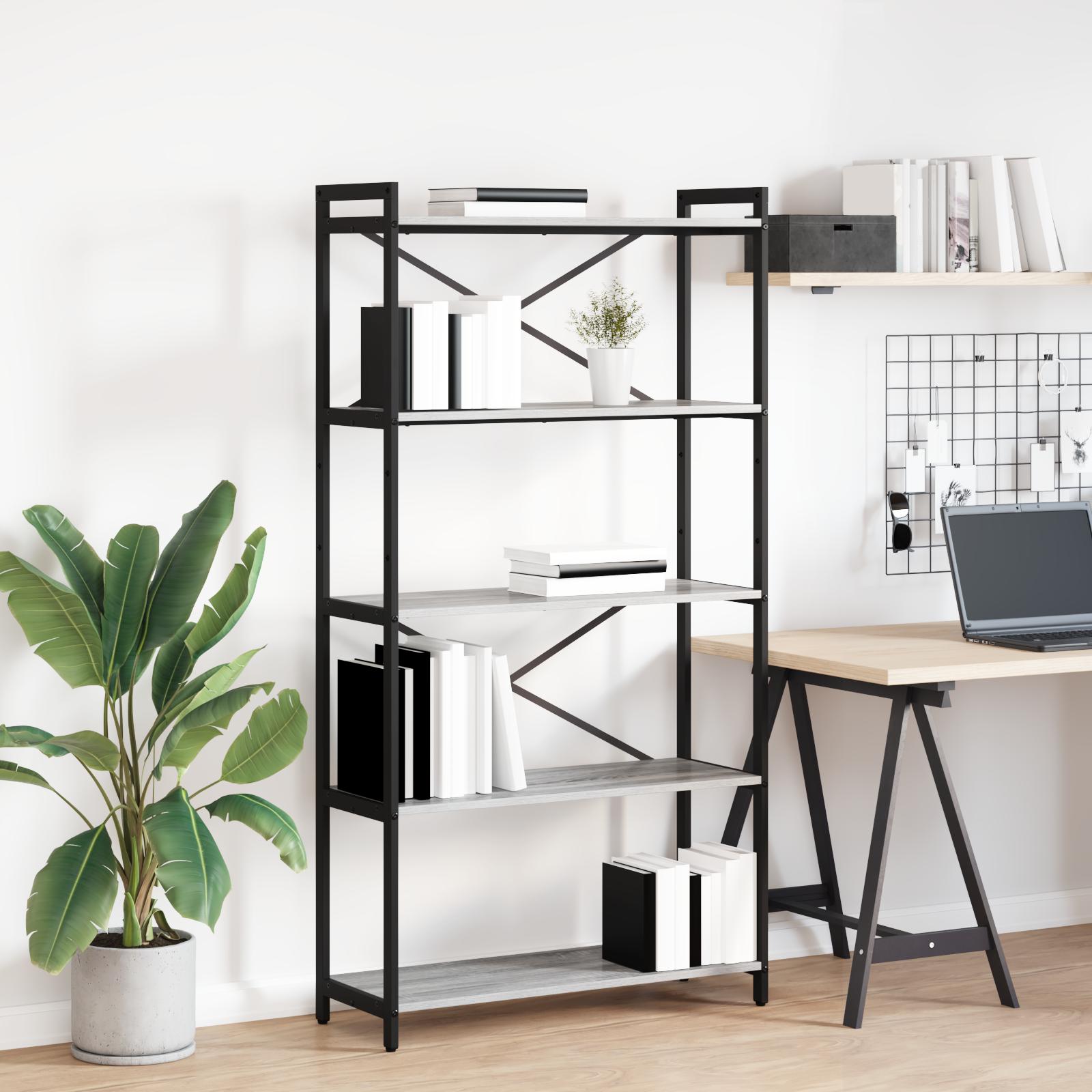 Bogreol Grå sonoma-eg 80 x 30 x 153 cm Konstrueret træ